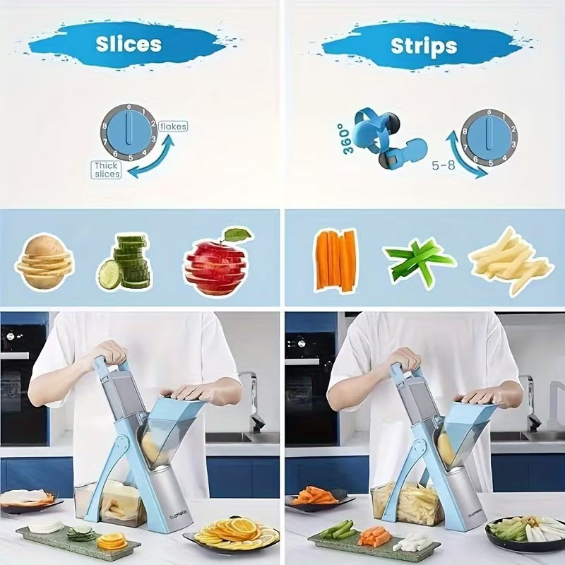 Kitchen Safety Vegetable Slicer – Adjustable Manual Food Cutter | Modern Version