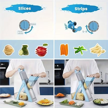 Kitchen Safety Vegetable Slicer – Adjustable Manual Food Cutter | Modern Version